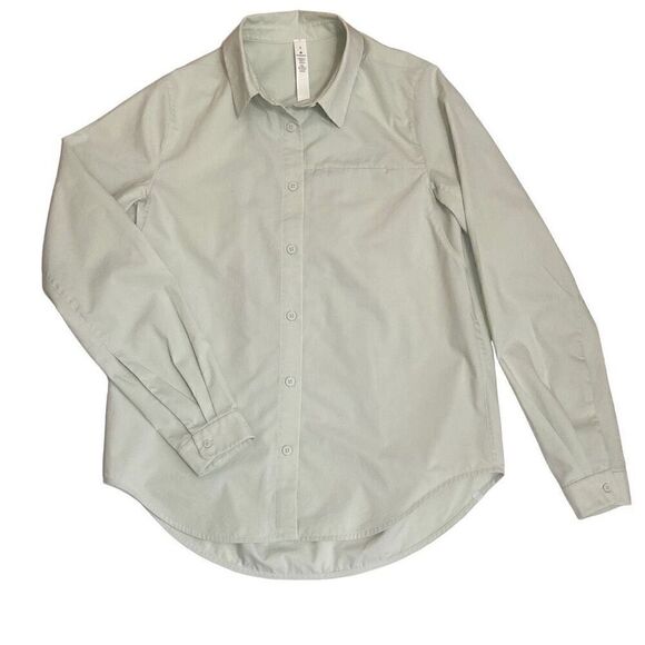 Lululemon Full Day Ahead Long Sleeve Light Green Button Front Shirt Women Size 4 - Picture 3 of 13